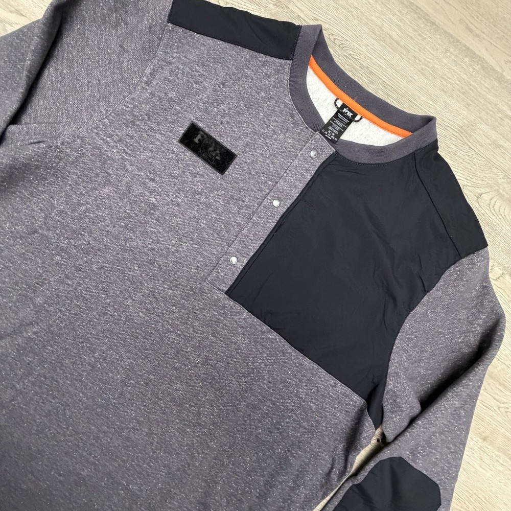FOX Overland LS Henley Mens XL Dark Gray Snap Pullover Long Sleeve Outdoor